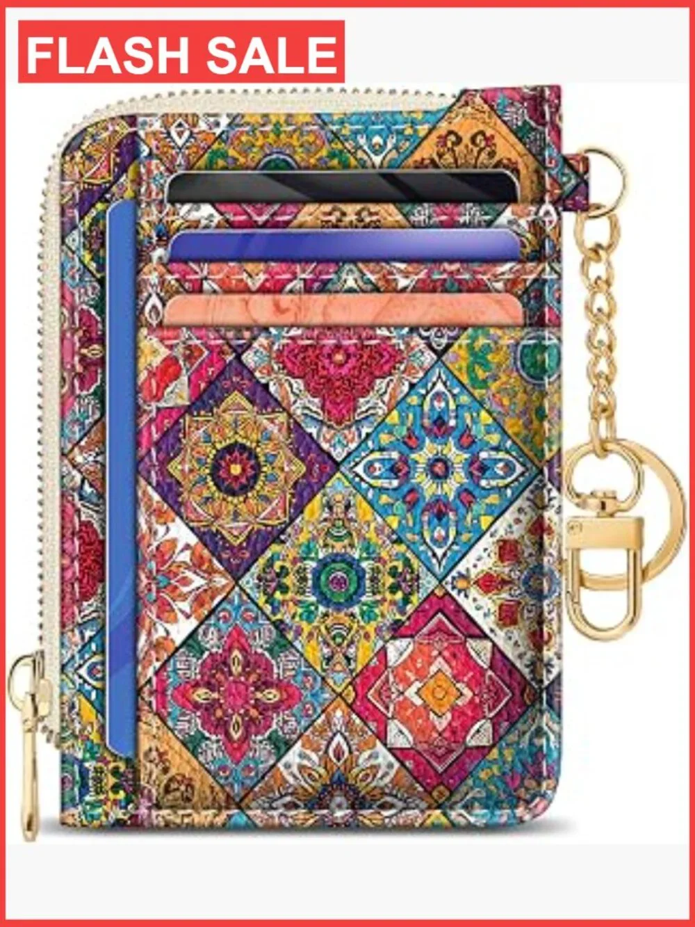 Slim RFID Blocking Credit Card Holder Wallet with Keychain